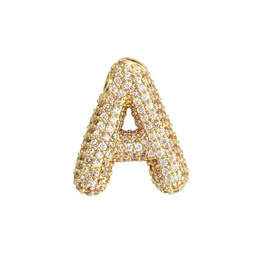 Charmed Bar Crystal-Studded Gold Letter Charm by Bead Landing